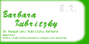 barbara kubritzky business card